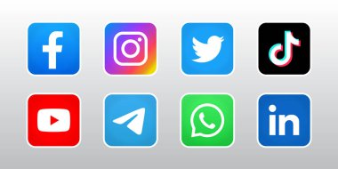 Sosyal medya logoları kümesi
