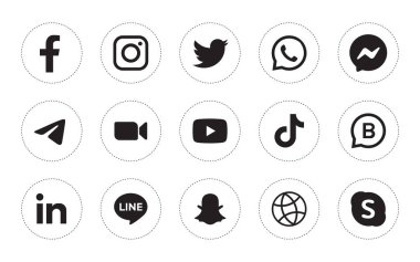 Sosyal medya logoları kümesi