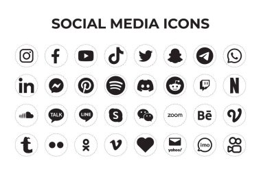 Set of Popular social media icons clipart