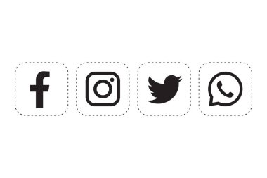 facebok, instagram, twitter ve Whatsapp simgesi seti
