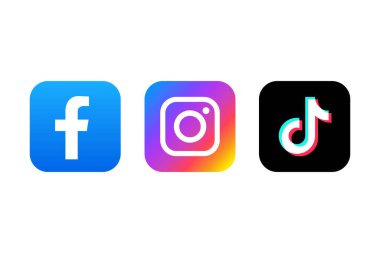 Facebook, instagram ve tiktok logosu seti