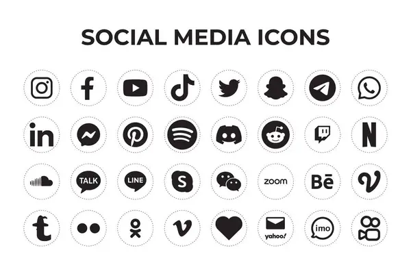 Set Popular Social Media Icons — Stock Vector