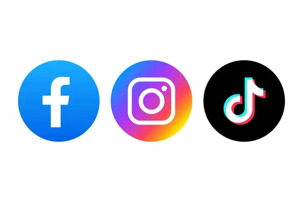 Facebook, instagram ve tiktok logosu seti