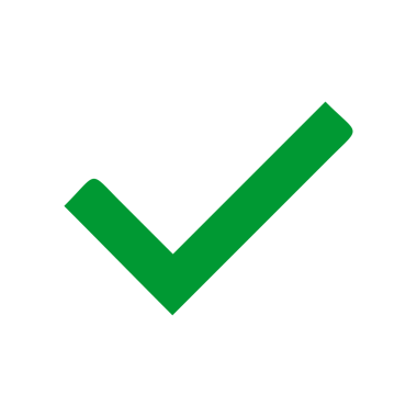 Beyaz kare arkaplan ile Yeşil Denetim İşareti