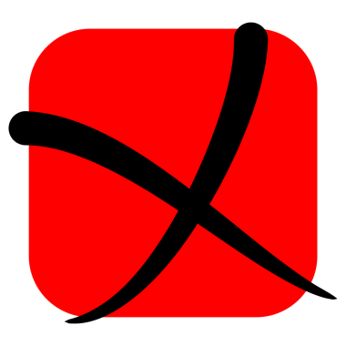 Kırmızı kare arkaplan ile el yazısı siyah çapraz işareti