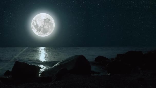 Ночное Небо Луной Звездами — стоковое видео