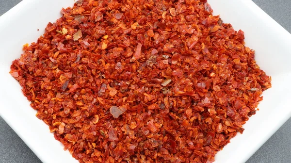 Rote Chiliflocken Schüssel Nahaufnahme — Stockfoto