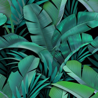 Seamless tropical pattern. Exotic summer flowers