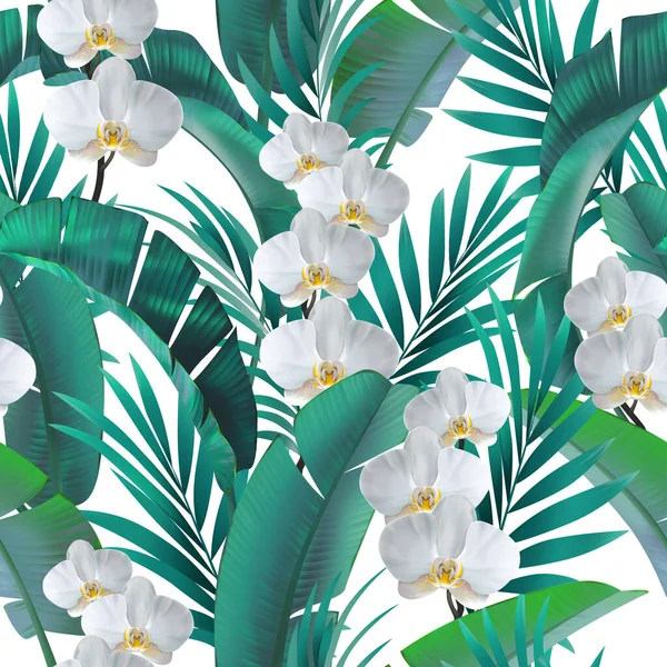 Seamless tropical pattern. Exotic summer flowers