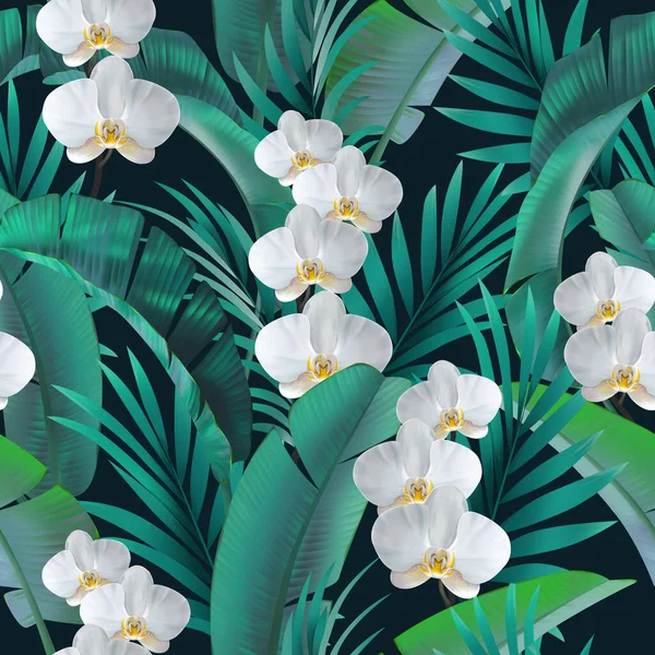 Seamless tropical pattern. Exotic summer flowers