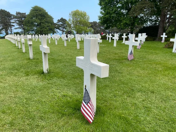 Omaha Beach American Cemetery Colleville Sur Mer Normandie Frankrike – stockfoto