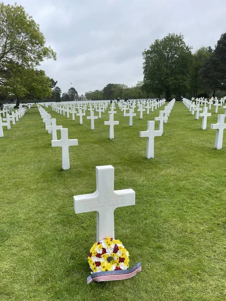 Cemitério Americano Omaha Beach Colleville Sur Mer Normandia França — Fotografia de Stock