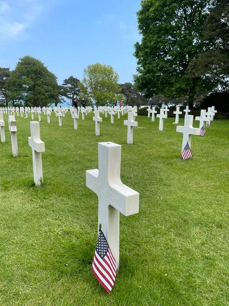 Omaha Sahili Amerikan Mezarlığı Colleville Sur Mer Normandiya Fransa Stok Resim