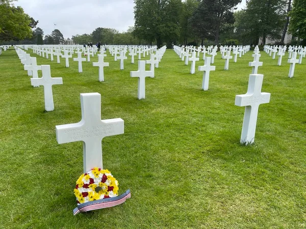 Omaha Sahili Amerikan Mezarlığı Colleville Sur Mer Normandiya Fransa Telifsiz Stok Fotoğraflar