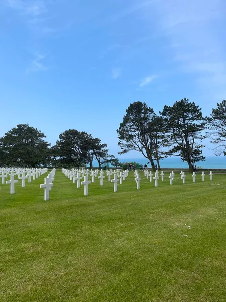 Omaha Sahili Amerikan Mezarlığı Colleville Sur Mer Normandiya Fransa - Stok İmaj
