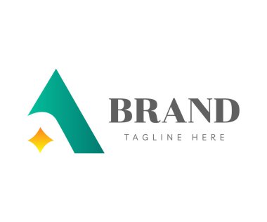 Letter A logo icon design template elements. Creative logo with green initial letter A and yellow star icon. Usable for Branding and Business Logos.