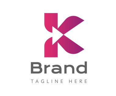 Letter K logo icon design template elements. Initial letter K logo with arrow icon, negative space style. Usable for Branding and Business Logos.