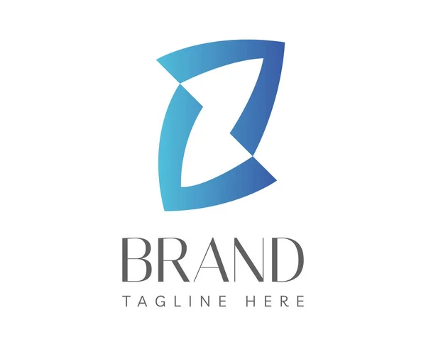 文字Zロゴアイコンデザインテンプレート要素 接続された矢印アイコン 負のスペーススタイルとブルーの文字Zのロゴ ビジネスおよびテクノロジーのロゴに使用できます — ストックベクタ