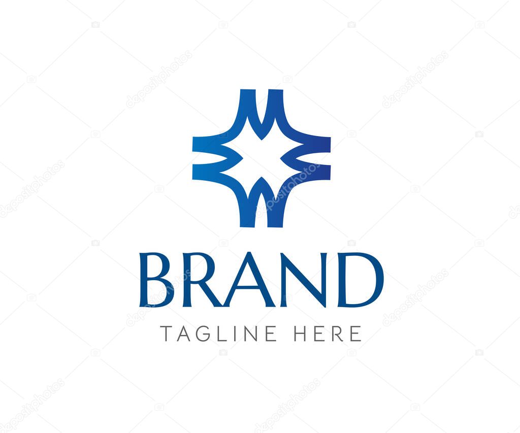 Star logo icon design template elements. Blue cross icon, abstract plus symbol. Usable for Business and Technology Logos.