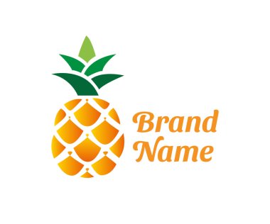 Ananas logosu tasarım şablon elementleri. Renkli ananas, tropik meyve logosu. Markalaşma ve İş Logoları için kullanılabilir.