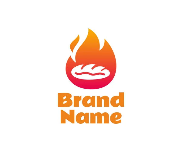 Brood Logo Pictogram Ontwerp Template Elementen Broodvector Met Een Vuurachtergrond — Stockvector