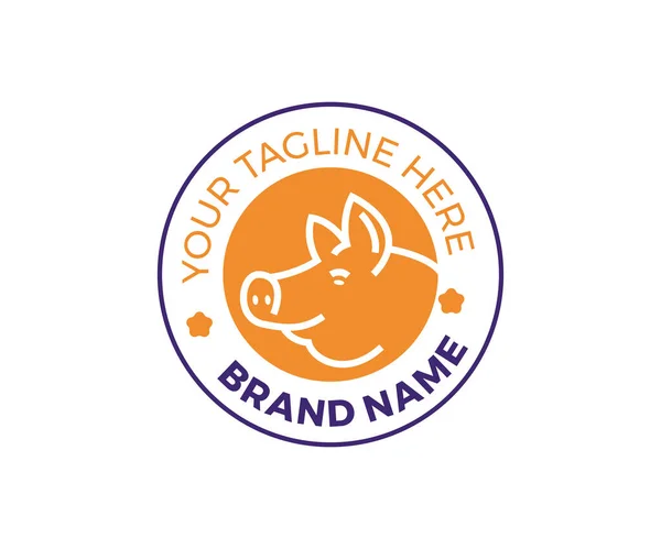 Schwein Logo Symbol Design Vorlagen Elemente Vieh Logo Mit Schwein — Stockvektor