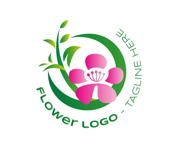 Персиковый Цветок Иконка Логотипа Элементов Шаблона Логотипа Логотип Персикового Цветка — стоковый вектор