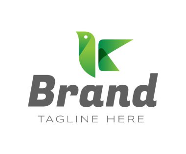 İlk harf K logo simgesi tasarım şablonu elementleri. Basit ve minimalist K harfi kuş şeklinde, kağıt katlama origami stili. Özgürlük, barış, umut, gelişme kavramına uygun. Markalaşma ve İş Logoları için kullanılabilir.