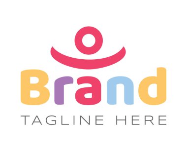 Bebek logosu tasarım kalıpları. Komik bebek ikonu ve marka adı olan renkli bir logo. Markalaşma ve İş Logoları için kullanılabilir.