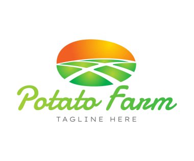 Patates logosu tasarım şablon elementleri. Yeşil alanlı patates çiftliği logosu tasarımı. Markalaşma ve İş Logoları için kullanılabilir. 