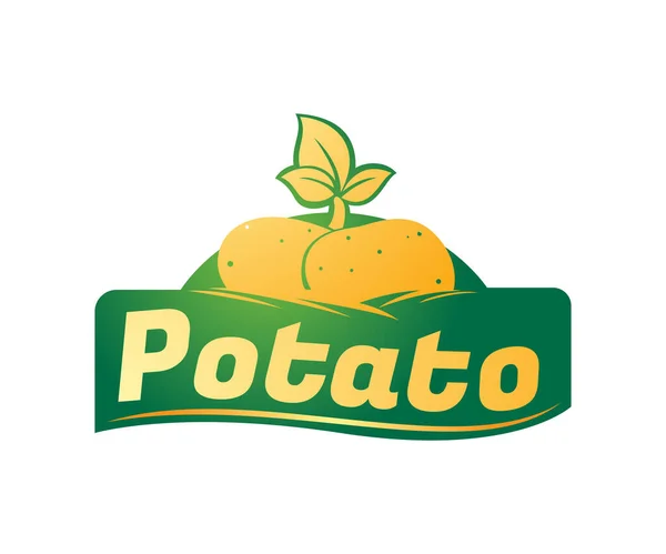 Elementy Wzoru Ikony Logo Ziemniaka Naturalne Ziemniaki Bulwy Liście Świeże — Wektor stockowy