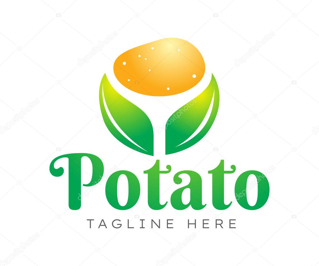 Potato logo icon design template elements. Natural potato, tubers and leaves. Fresh, nature, organic concepts. Usable for Branding and Business Logos.