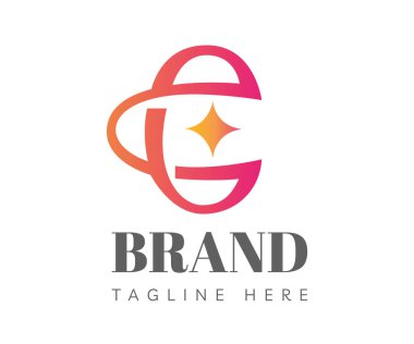 C harfi logo tasarım şablonu elementleri. C harfi ya da E harfi logosu, yıldız simgesi, moda tarzı. Markalaşma ve İş Logoları için kullanılabilir.