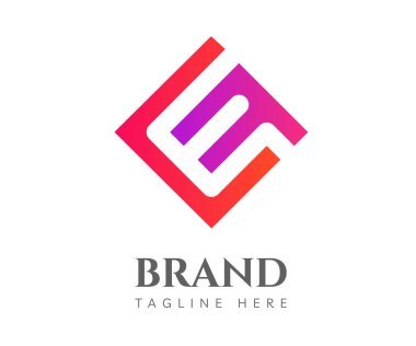 E harfi logo tasarım şablonu elementleri. Markalaşma, İşletme ve Teknoloji Logoları için kullanılabilir.