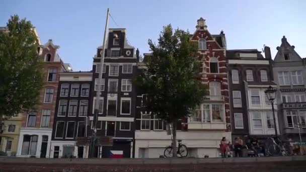 Amsterdam Netherlands 2022 View City River Traditional Dutch Style Urban — Stok video