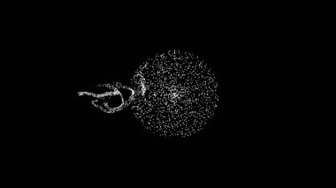 Spermatozoa attack the egg, virus attacks cell monochrome video on black background. Graphical representation of physical phenomena. Physics of Motion and Interaction. 3D render