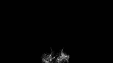 Chaotic Dance of Particles on black background with Alpha Channel. Combustion physics. Graphical representation of physical phenomena. Physics of motion and Interaction. 3D animation