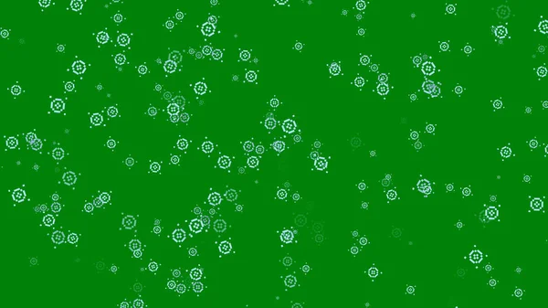 Rotating blue pixel flowers and dots on green background. Festive background for Mother Day, Father Day, Valentine Day, wedding, Christmas, Birthday. 3D render