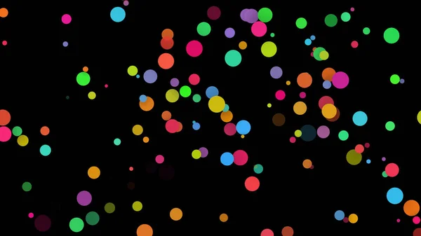 Colored circles on black background. Mother Day, Father Day, Valentine Day, wedding, Christmas, Birthday festive background. 3D render
