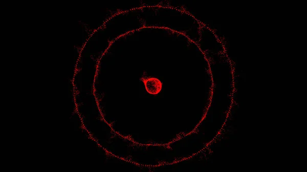 Red Target Emitting Particles Black Background Cosmic Miracle Anomaly Abstract — Fotografia de Stock