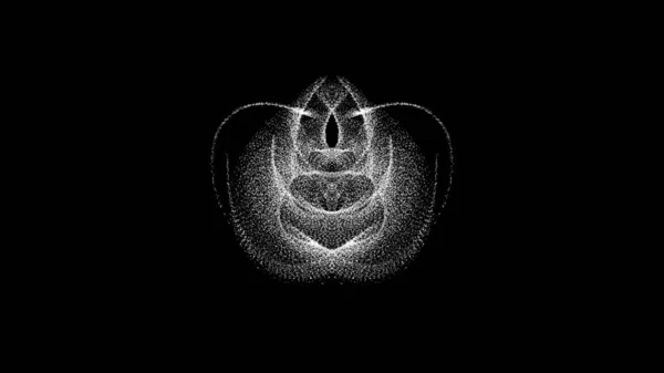 Abstract Flower Buddhist Symbol Consisting Huge Number Moving Particles Black — Fotografia de Stock