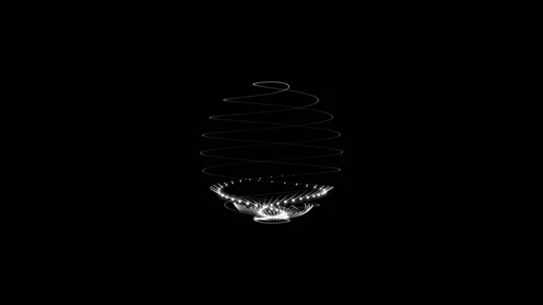 Abstract Spiral Ball Moving Energy Rays Particles Black Background Cosmic — Fotografia de Stock