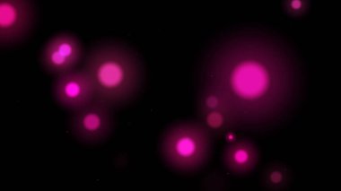 Pink shimmering particles bokeh circles float black background. Festive backdrop. Copy space for congratulation text Mother Father Valentine Day, wedding, Birthday. 3D render