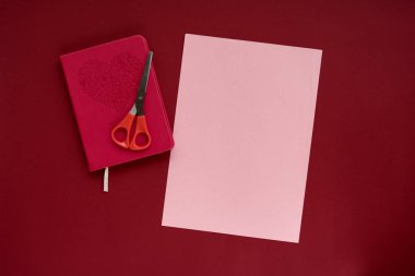 How to make a paper bookmark for congratulations, confession in lovein and fun on Valentine's Day. Children's art project. DIY concept. Step by step photo instruction. Step 1. Preparation for manufacturing