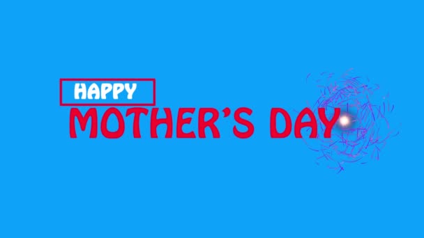 Happy Mothers Day Colorful Congratulations Sparkling Ball Blue Background Female — Stock video