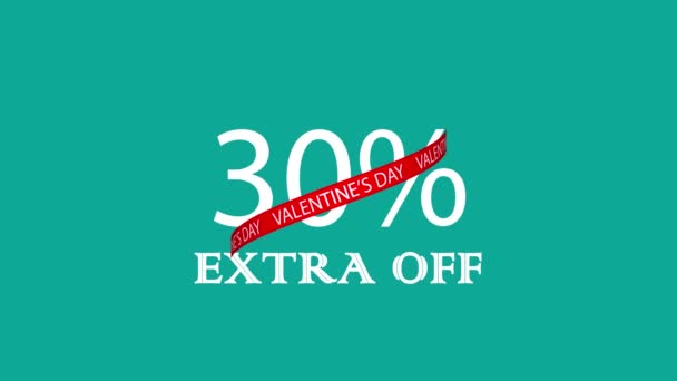 Valentines Day Extra Animated Sign Text Banner Holiday Valentine Sale — Stock video