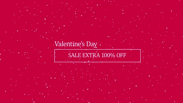 Valentines Day Sale Extra 100 Animated Text Banner Flying Particles — Stock videók