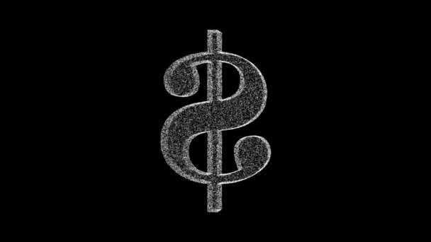 Sign Dollar Consisting White Particles Dots Rotates Its Axis Black — Video