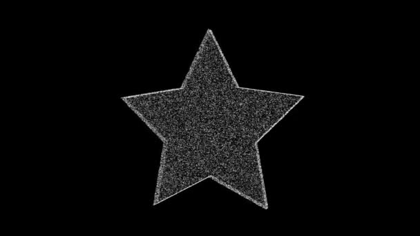 White Star Rotates Black Background Object Consisting Flickering Particles Fps — Stock video