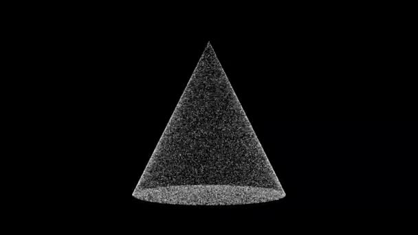 White Cone Rotates Black Background Object Consisting Flickering Particles Fps — Vídeos de Stock